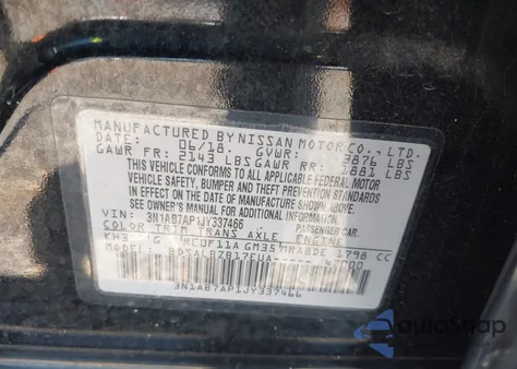 2018 Nissan Sentra S из США, поврежденный, VIN 3N1AB7AP1JY337466